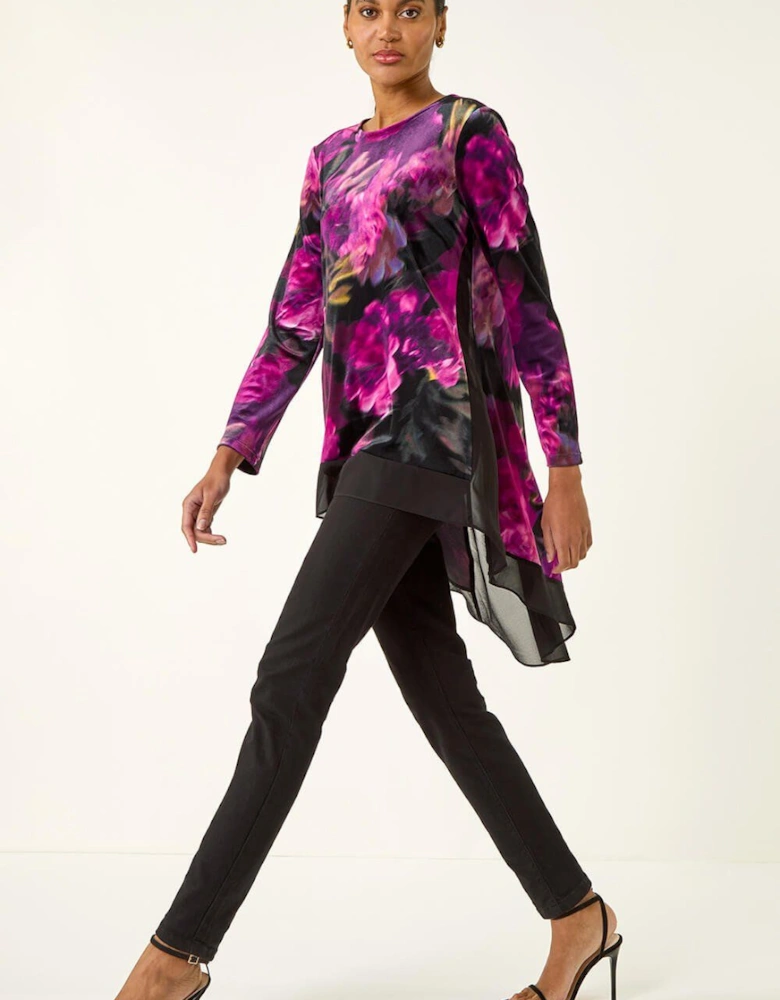 Floral Velvet Chiffon Top