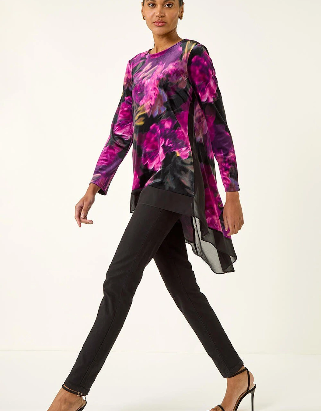 Floral Velvet Chiffon Top, 2 of 1