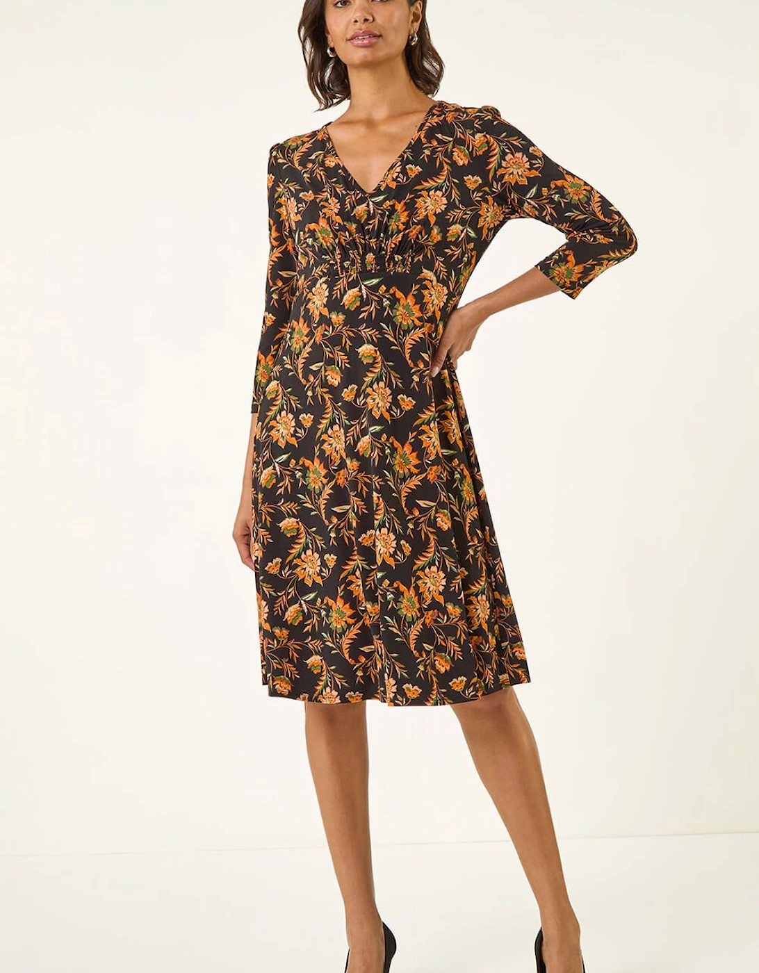 Floral Gathered Stretch Dress, 2 of 1