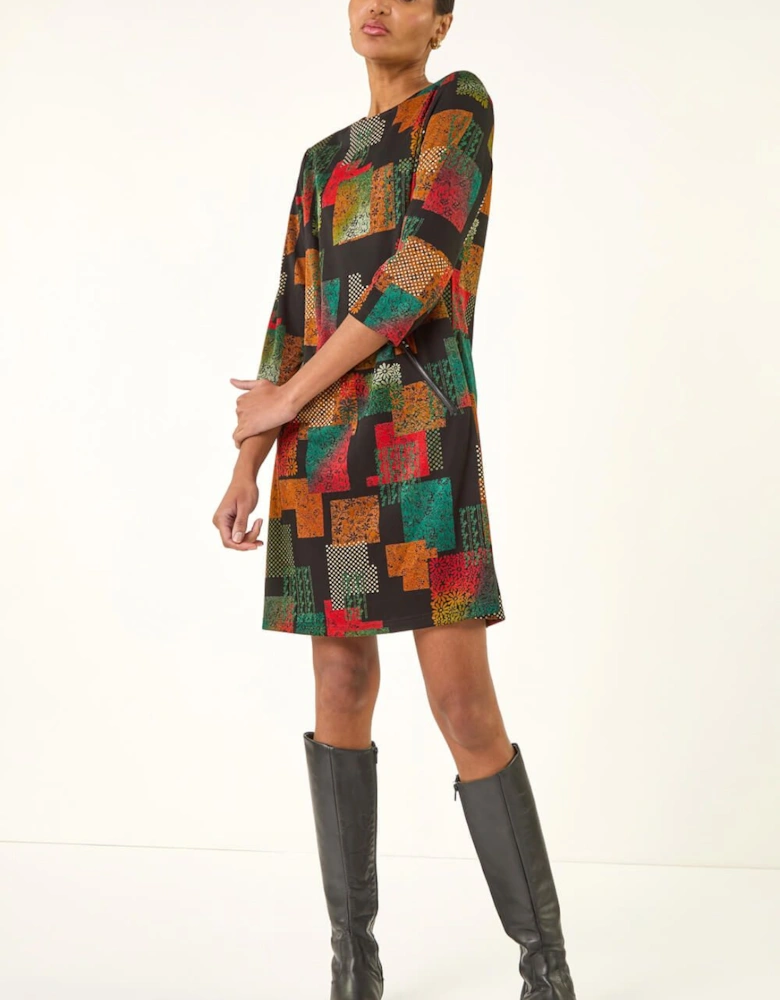 Geo Print Shift Stretch Dress