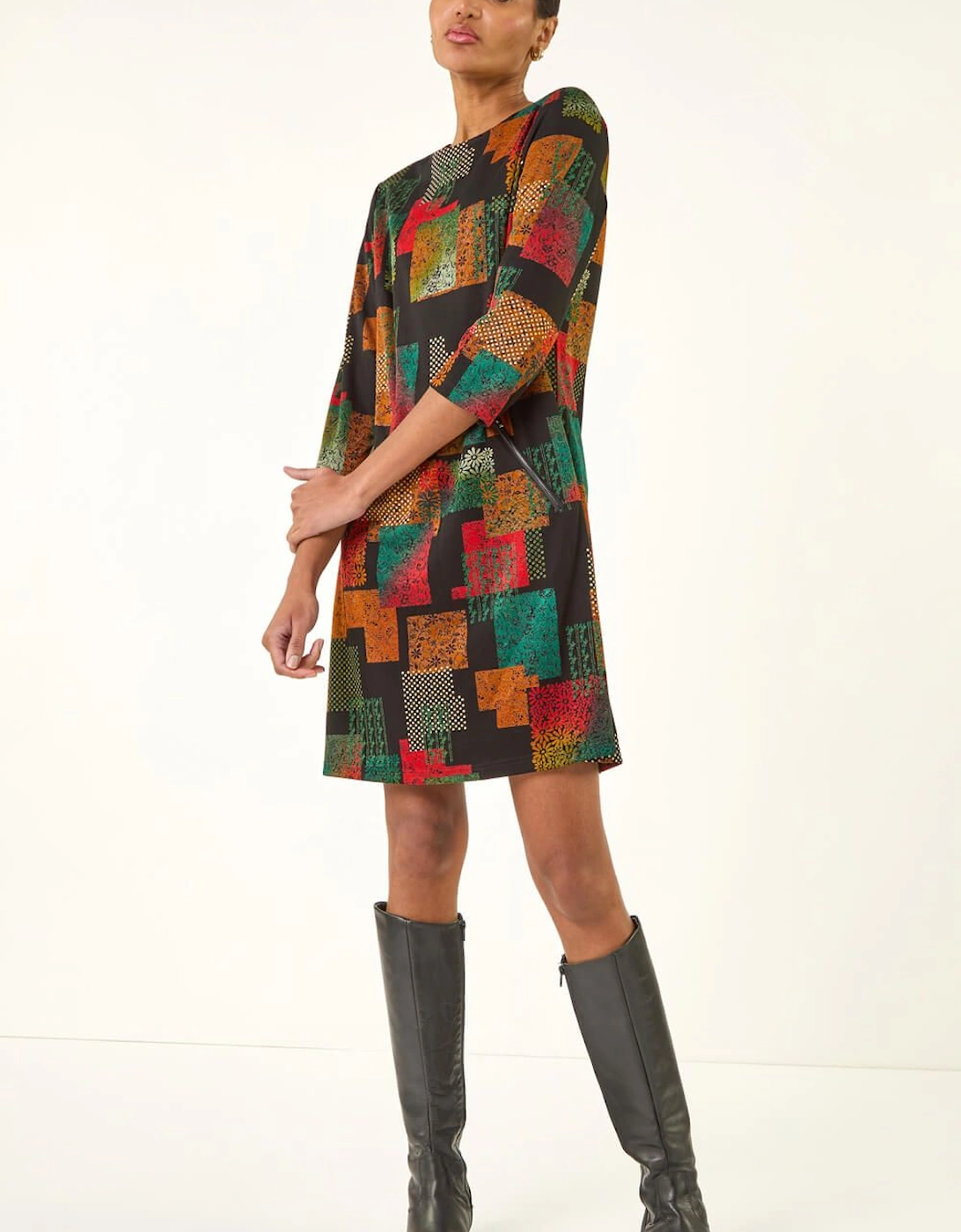 Geo Print Shift Stretch Dress, 2 of 1
