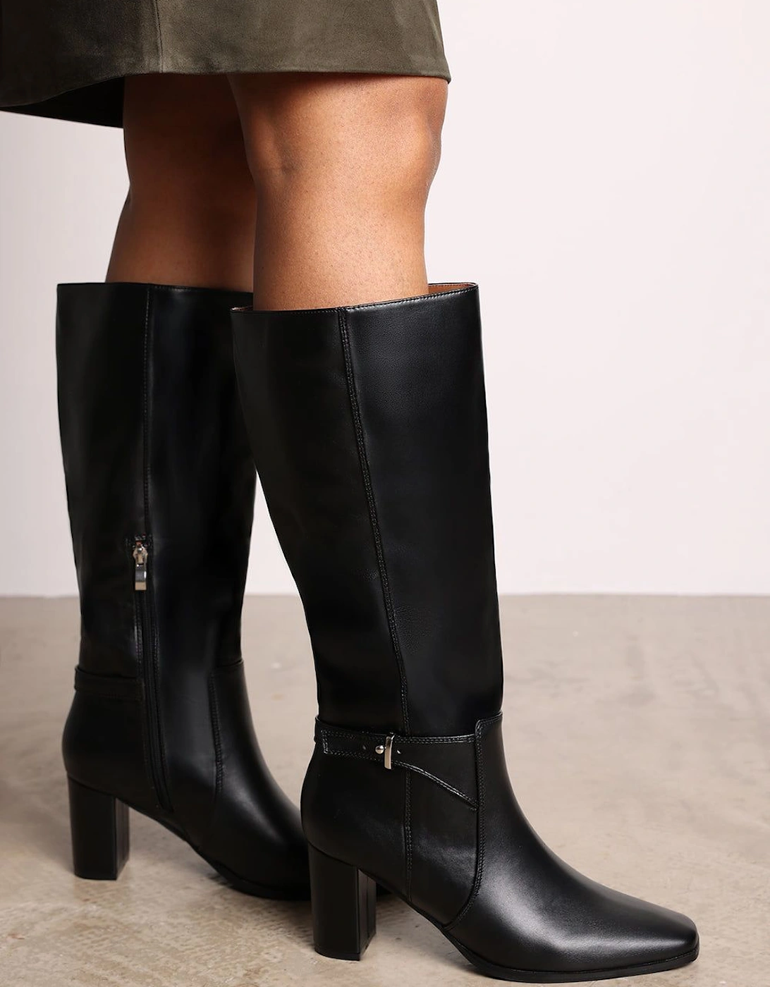 'Wynne' Heeled Knee High Boots With Buckle Strap Detail, 2 of 1