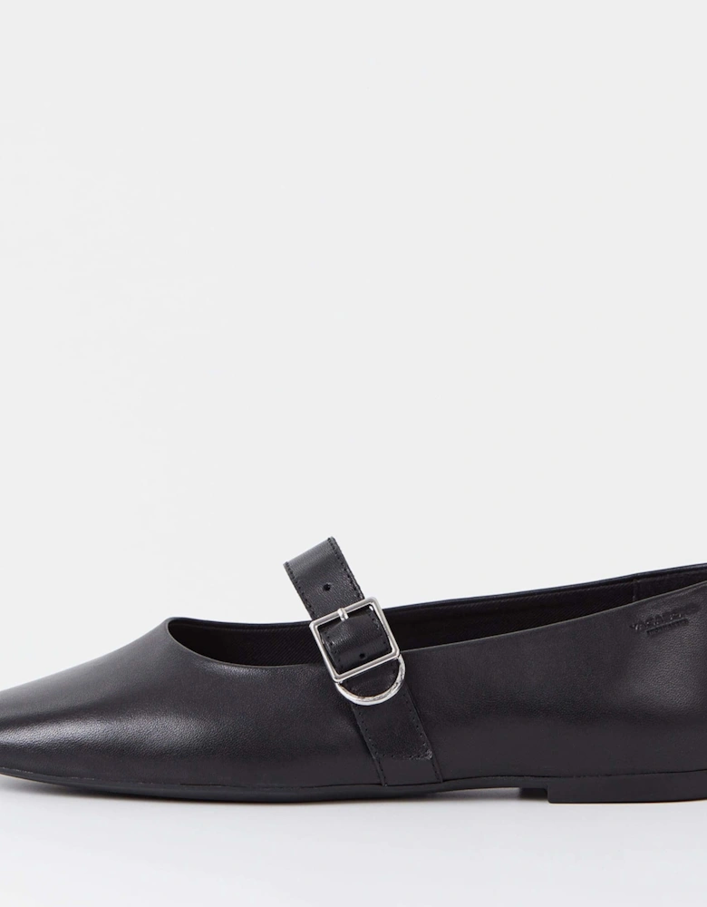 Jolin Buckle Leather Ballet Flats