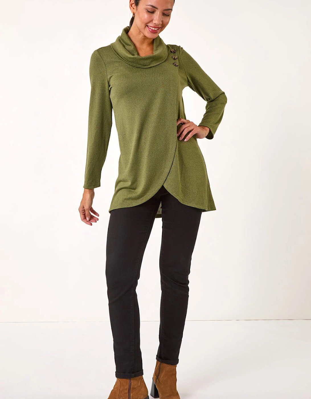 Wrap Front Cowl Neck Top, 2 of 1