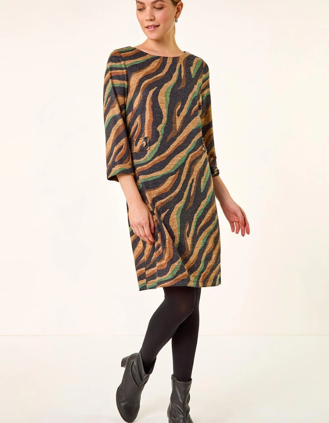 Zebra Print Stretch Swing Dress, 2 of 1