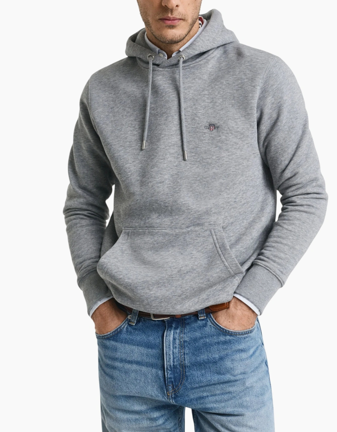 Gant Men's Gant Mens Hoodie Reg Shield Pullover Long Sleeve Hooded Sweatshirts Winter Top - Grey