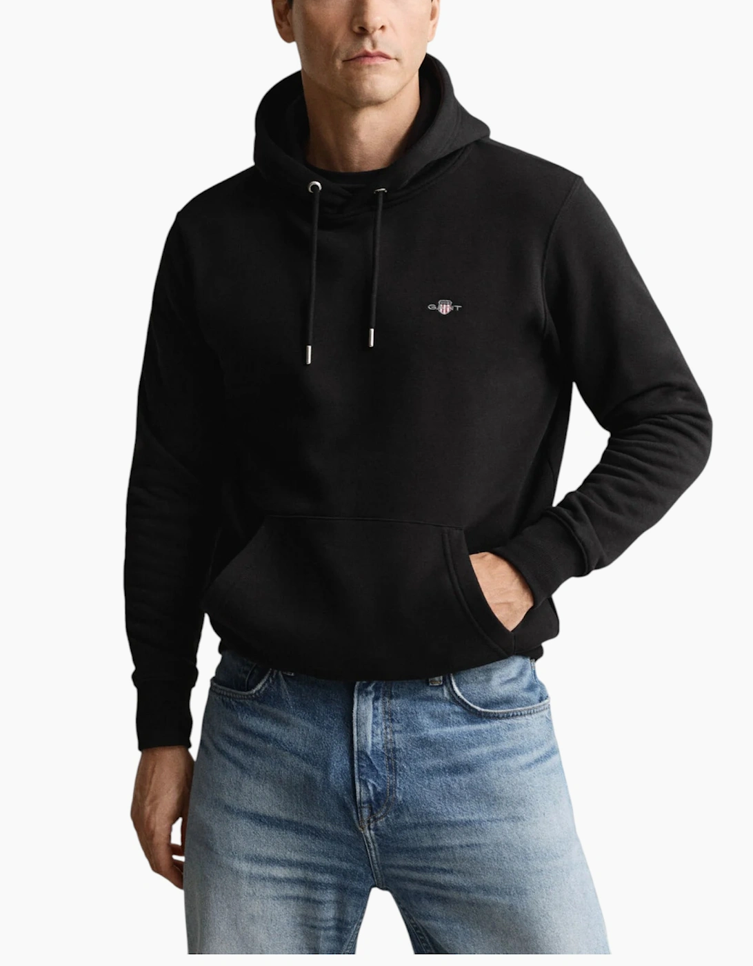 Gant Men's Gant Mens Hoodie Reg Shield Pullover Long Sleeve Hooded Sweatshirts Winter Top - Black