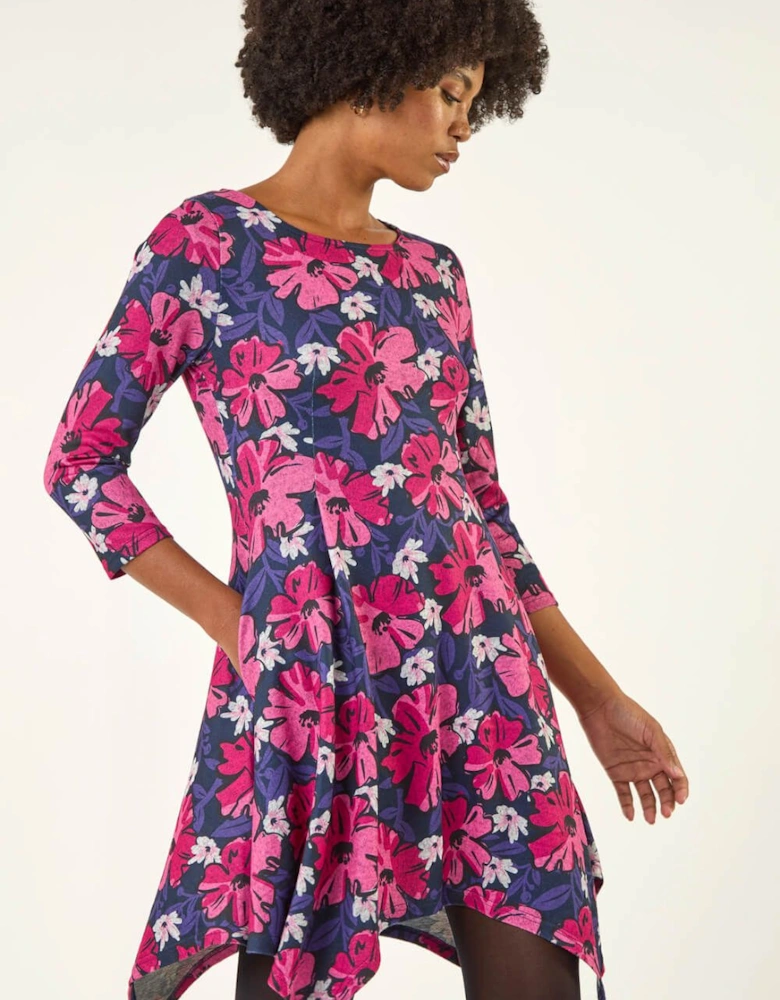 Floral Print Hanky Hem Dress