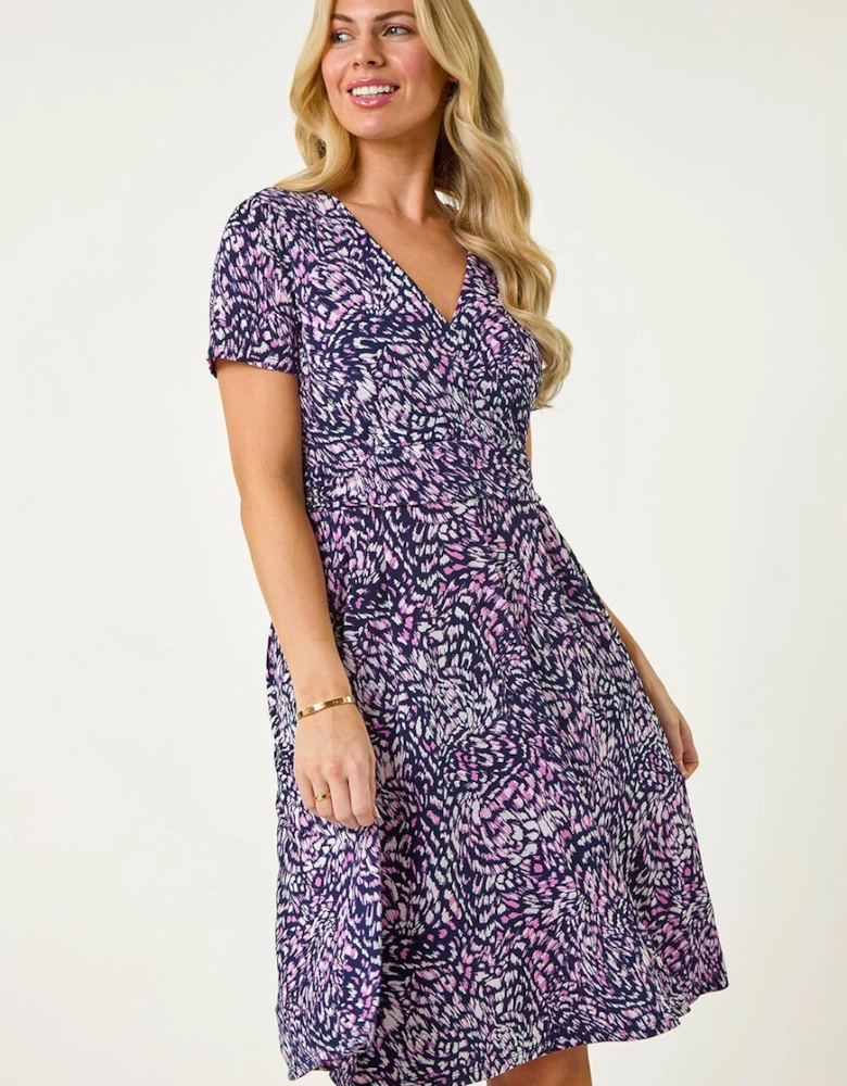 Petite Abstract Gathered Dress