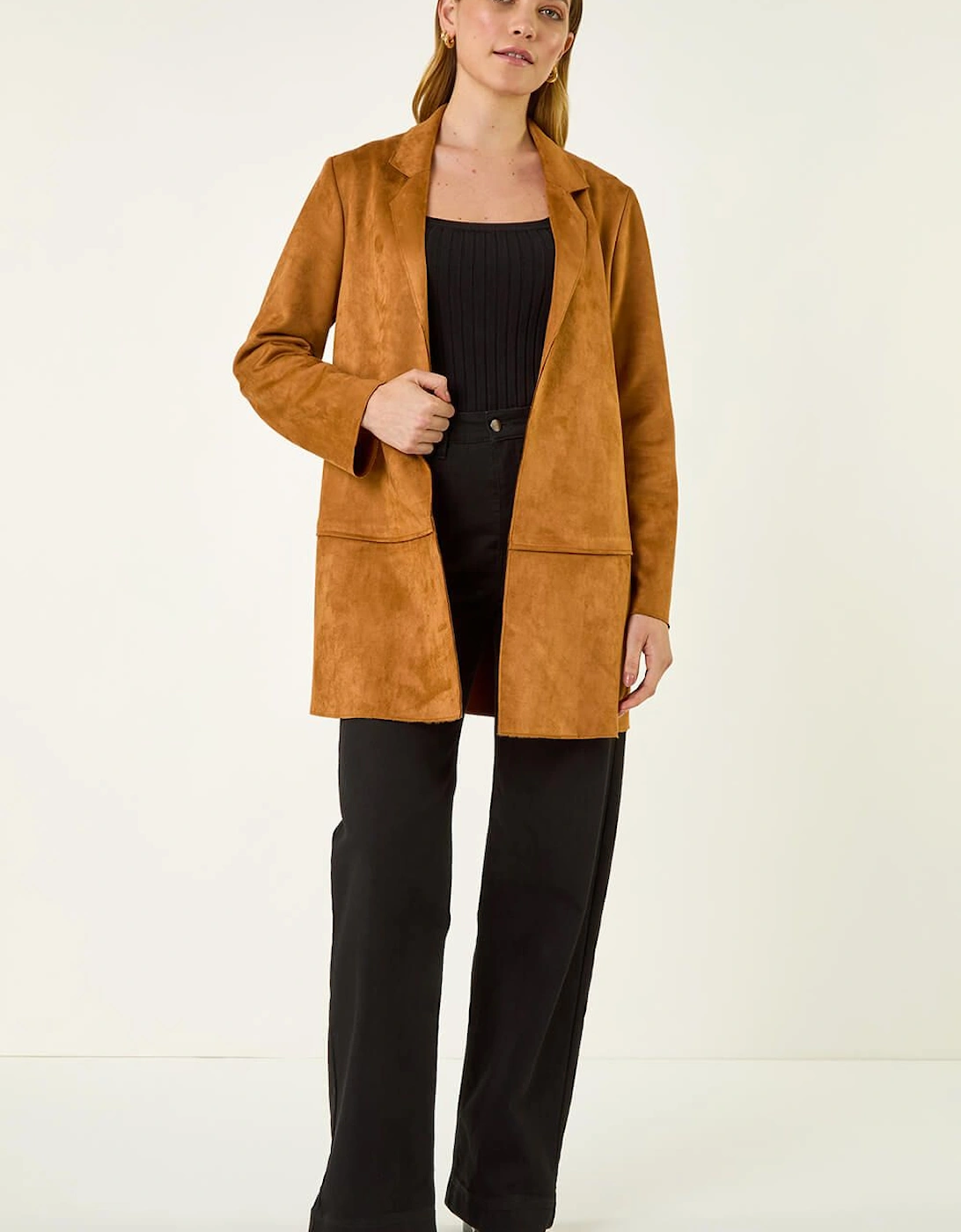 Faux Suede Longline Thrown On Jacket, 2 of 1