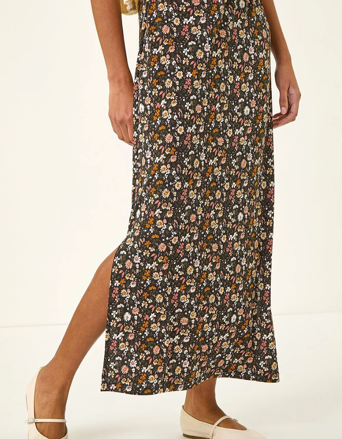 Ditsy Floral Stretch Maxi Skirt, 2 of 1