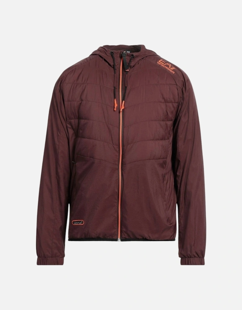 EA7 Lightweight Hooded Bitter Chocolate Bomber Jacket