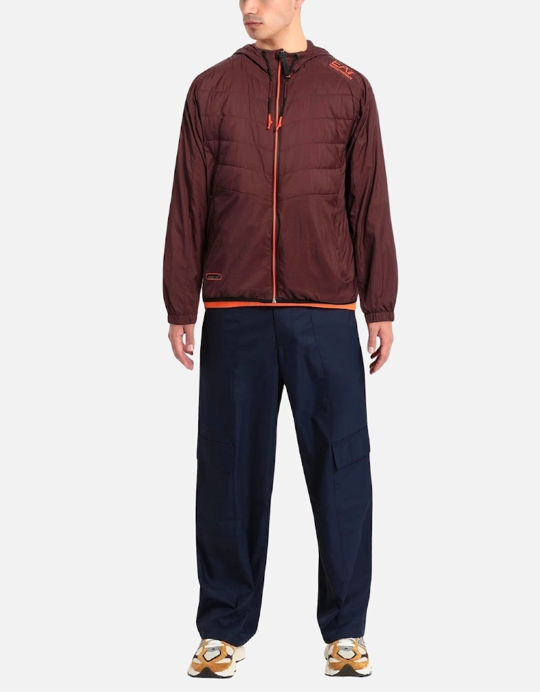 EA7 Lightweight Hooded Bitter Chocolate Bomber Jacket