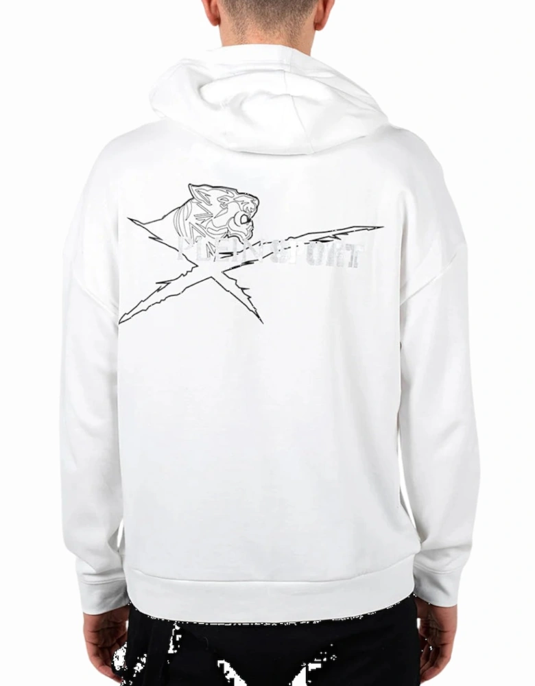 Sport Block Logo On Chest White Hoodie