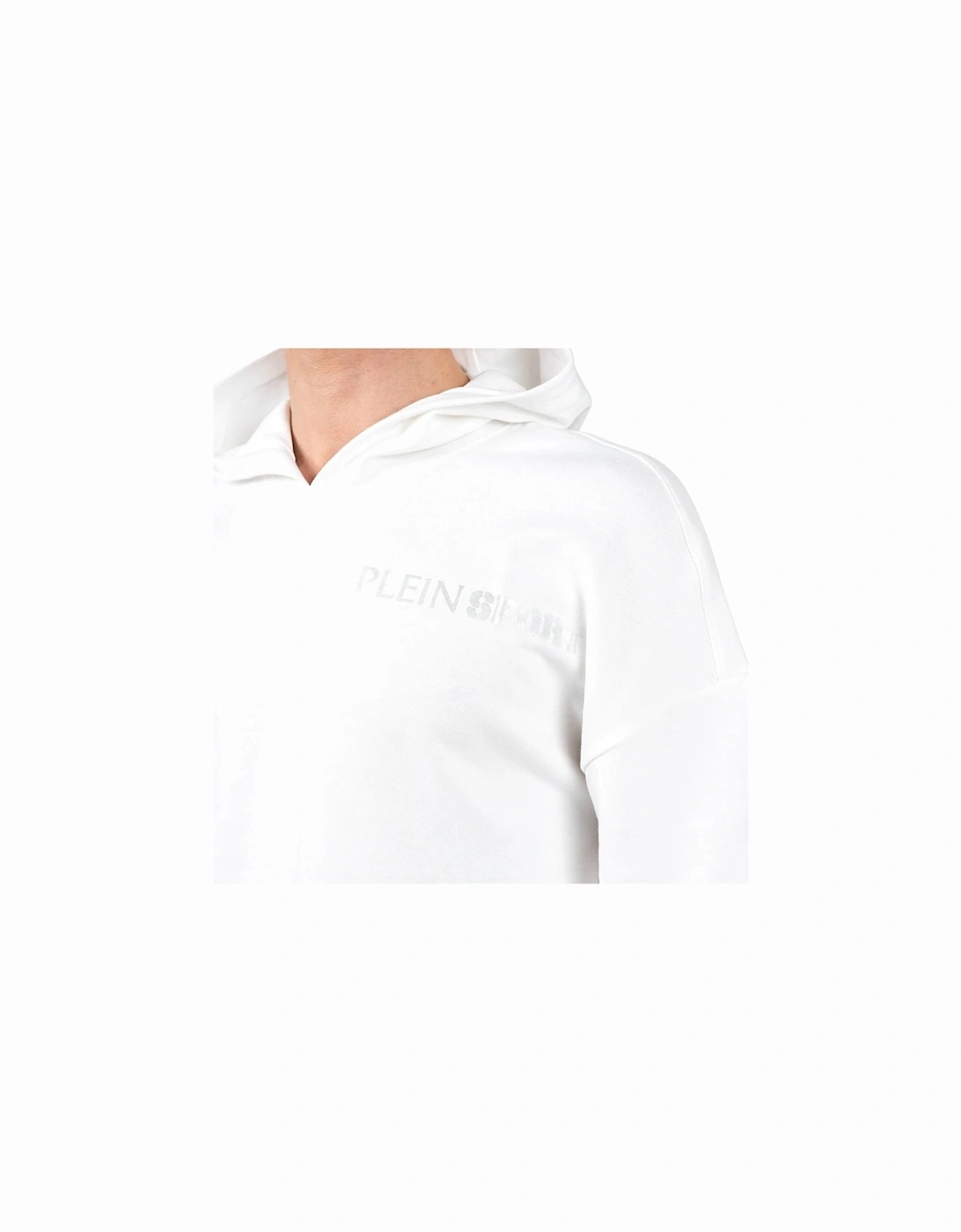 Sport Block Logo On Chest White Hoodie