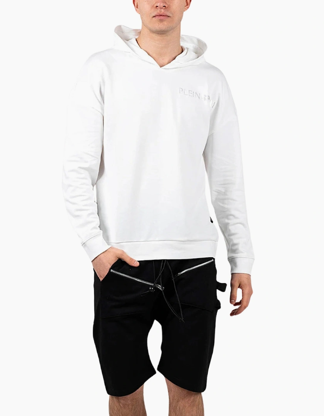Philipp Plein Men's White Sport Block Logo On Chest Hoodie  44 Xxl