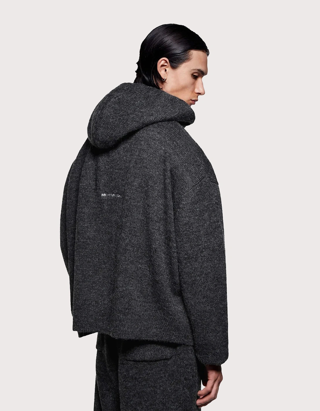 Mohair Blend Knit Zip Through Hoodie