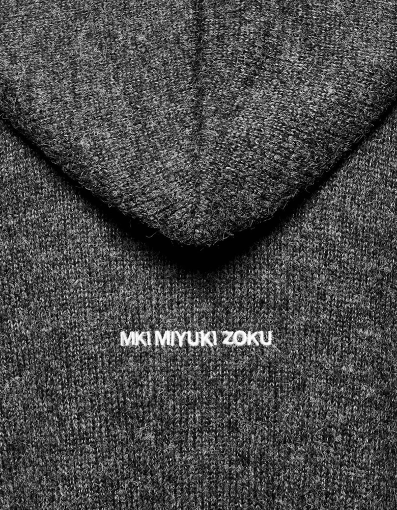 Mohair Blend Knit Zip Through Hoodie