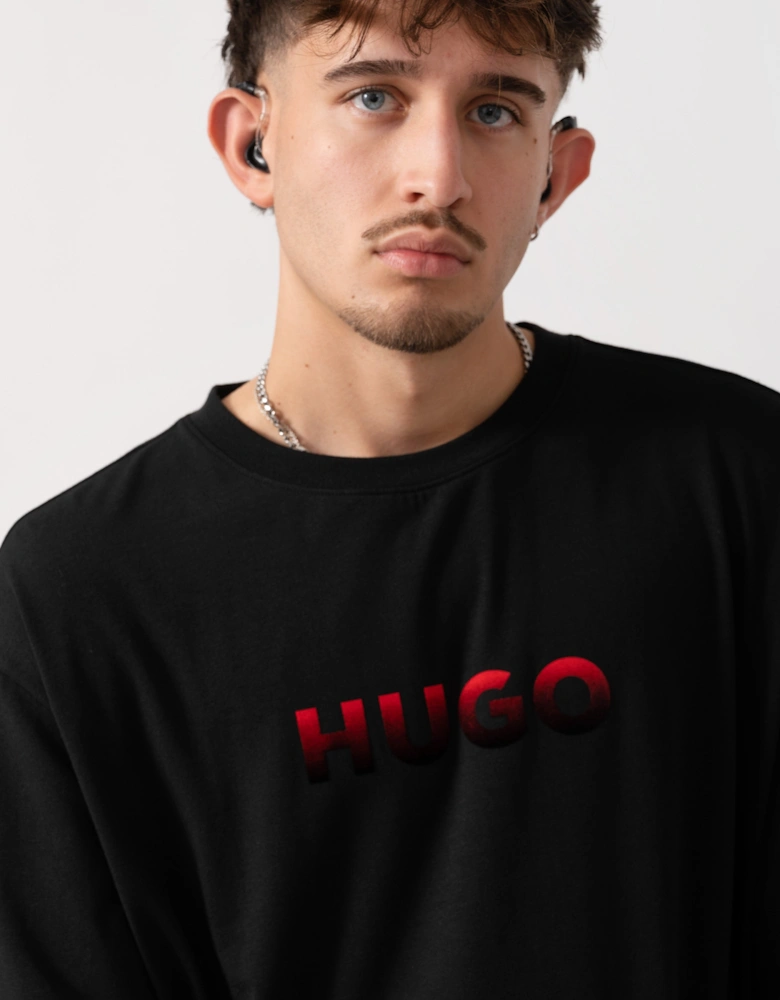HUGO Ray Mens Logo Graphic Pyjama T-Shirt - Black 001