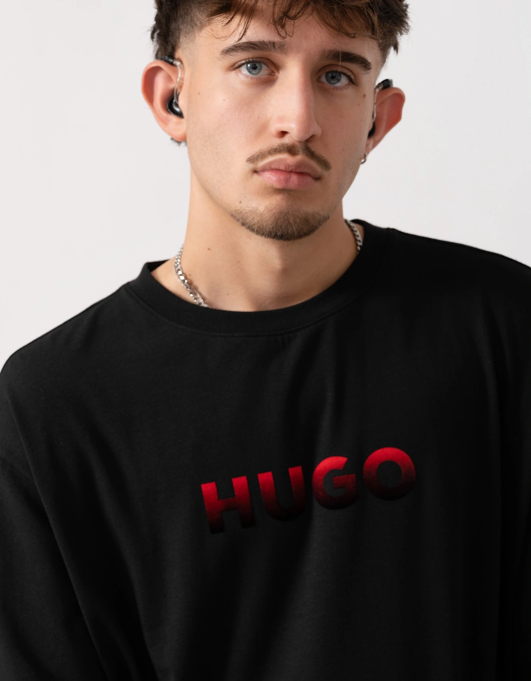 HUGO Ray Mens Logo Graphic Pyjama T-Shirt - Black 001