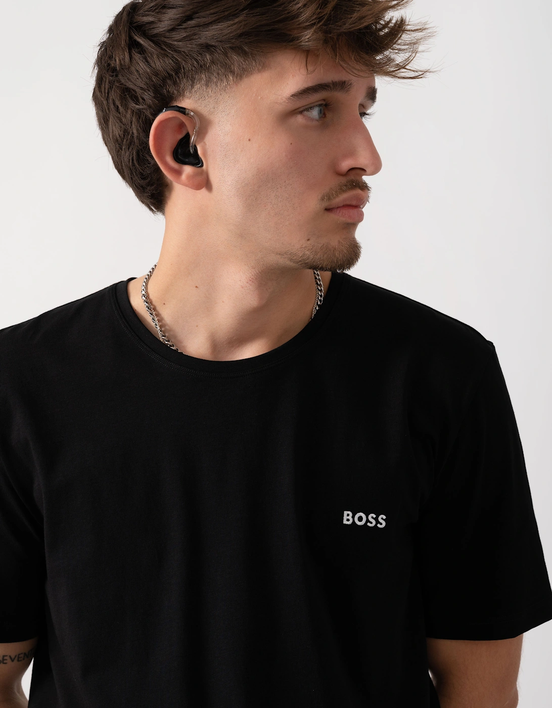 BOSS Orange Mix & Match Mens Loungewear T-Shirt with Embroidered Logo - Black 001