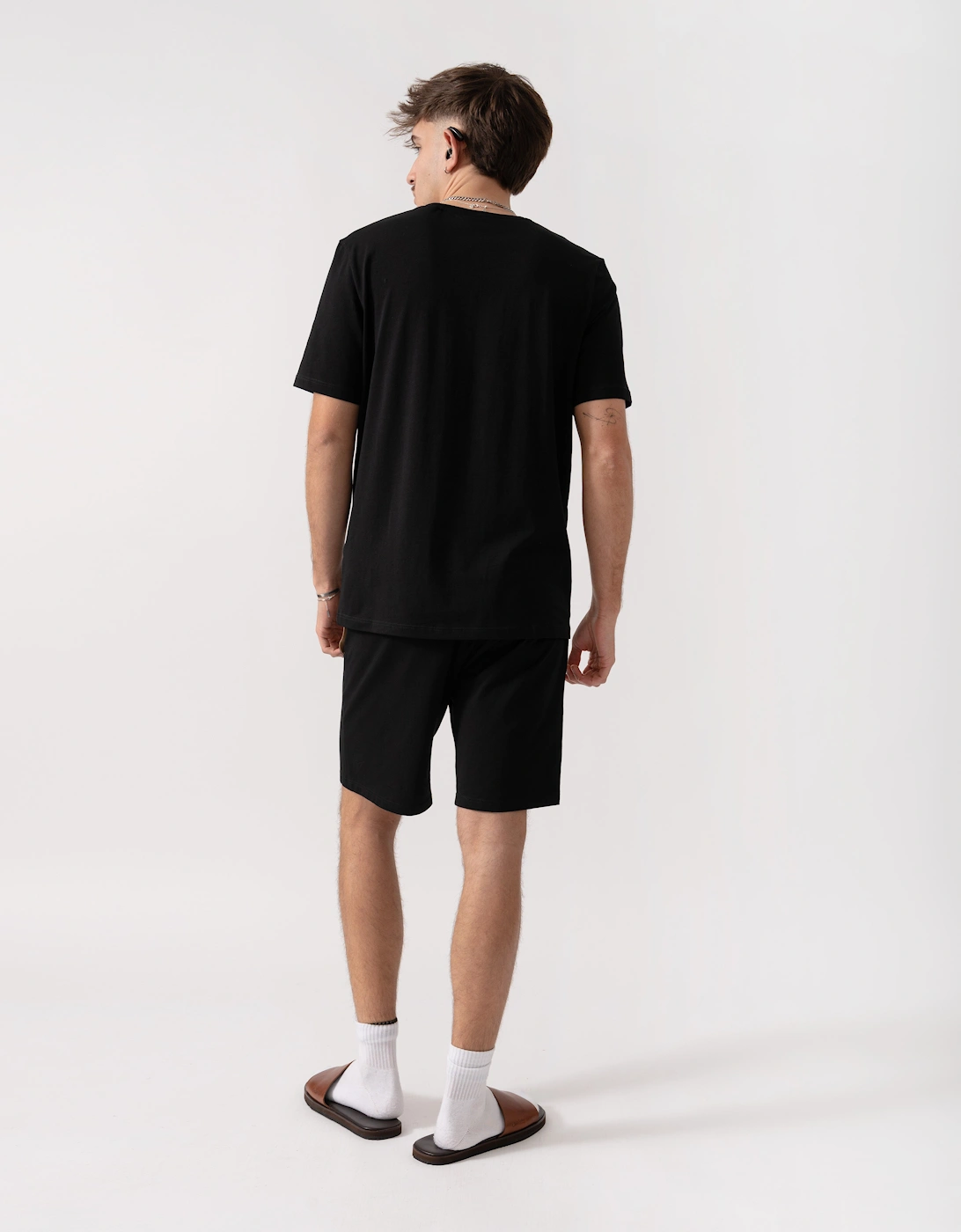 BOSS Orange Mix & Match Mens Loungewear T-Shirt with Embroidered Logo - Black 001