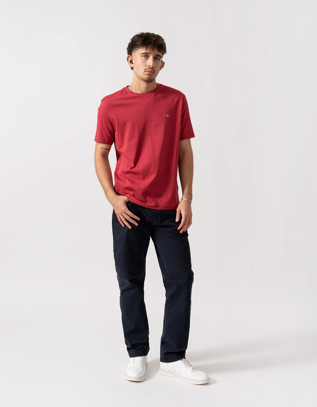 Mens Regular Fit Short Sleeve Shield Logo T-Shirt - 609 Muted Red