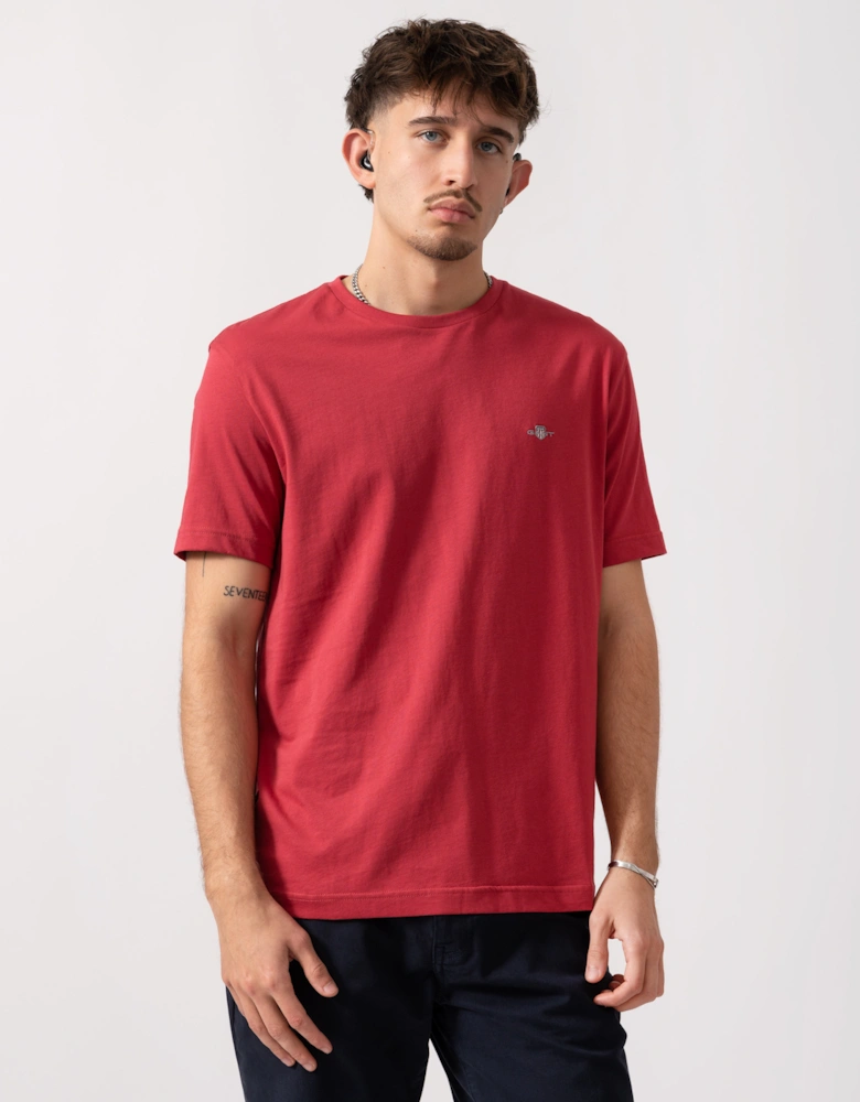 Mens Regular Fit Short Sleeve Shield Logo T-Shirt - 609 Muted Red