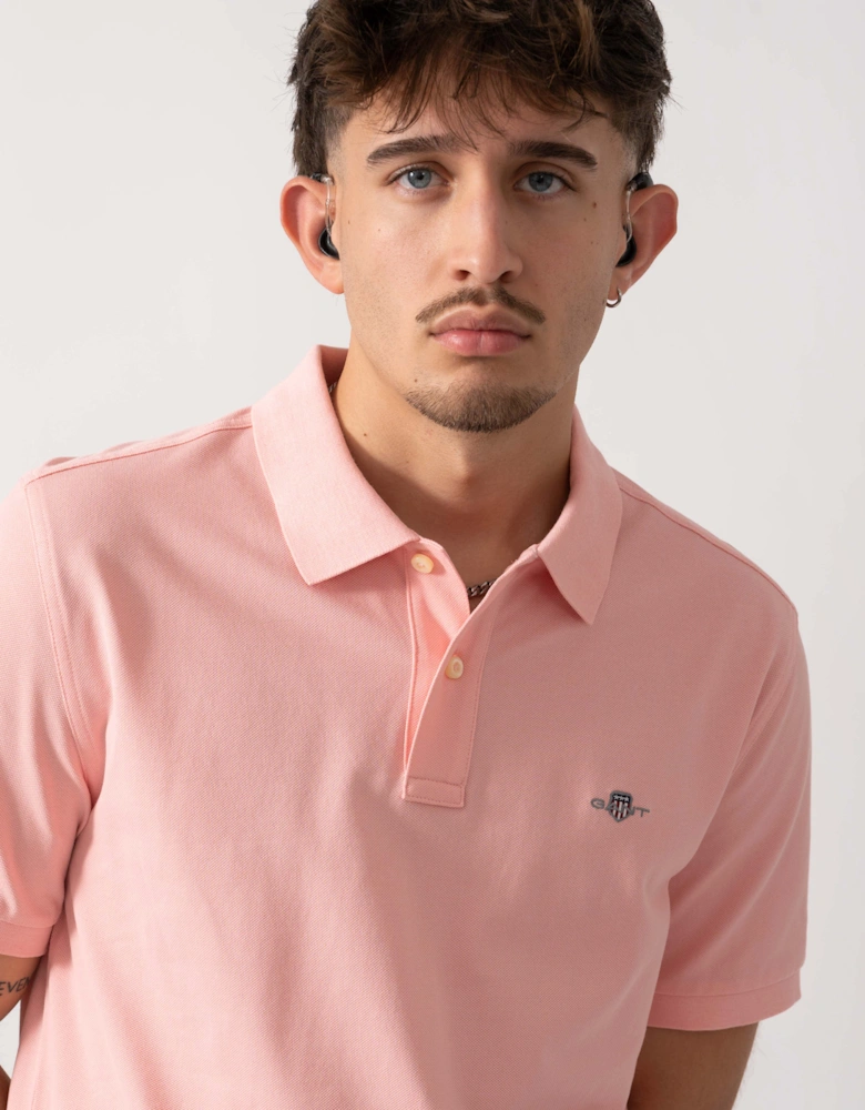 Mens Regular Fit Short Sleeve Shield Logo Pique Polo - 671 Bubbelgum Pink