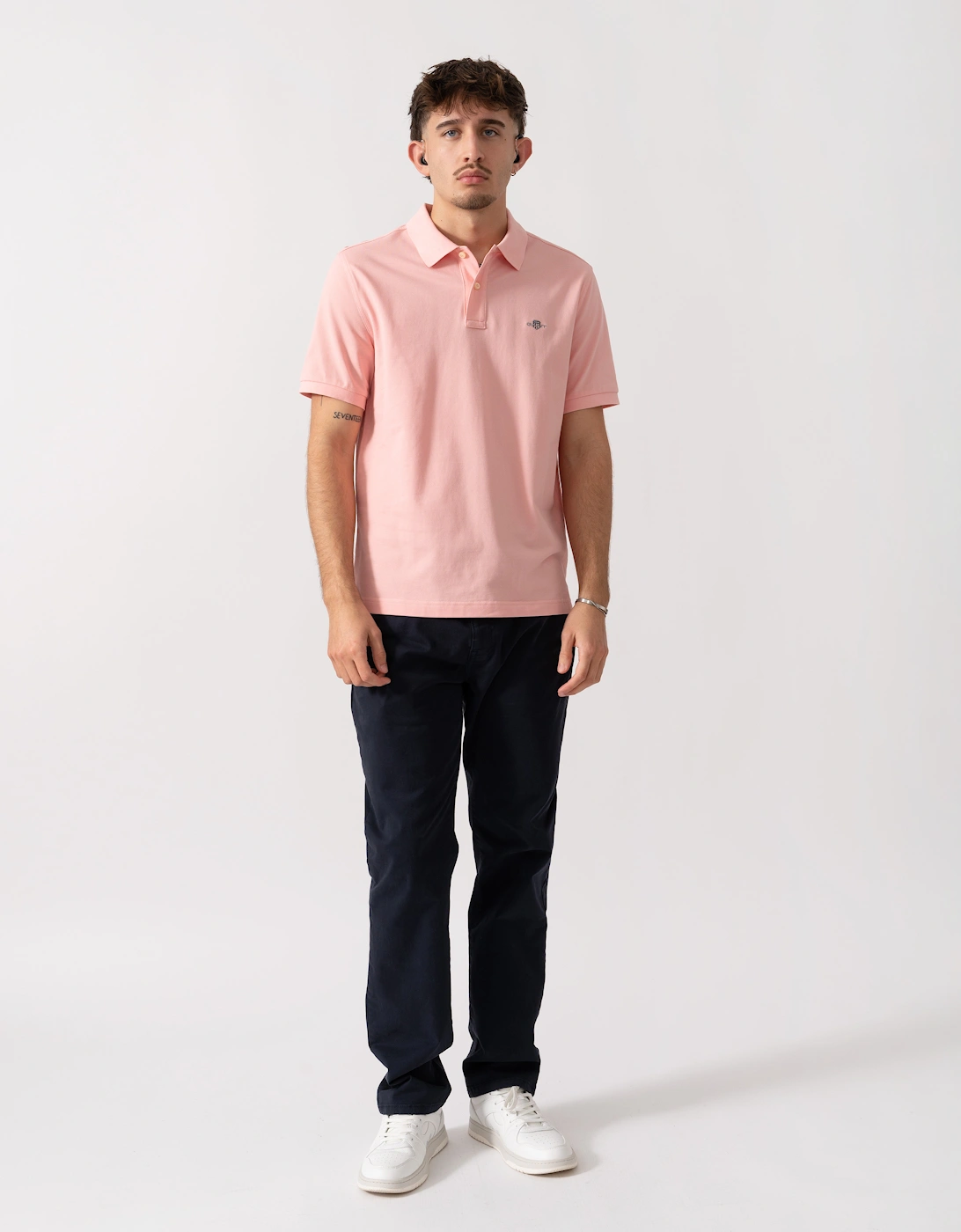 Mens Regular Fit Short Sleeve Shield Logo Pique Polo - 671 Bubbelgum Pink