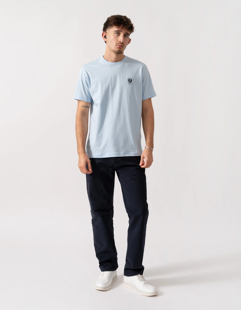 Short Sleeved Mens Logo Patch T-Shirt  - Sky Blue