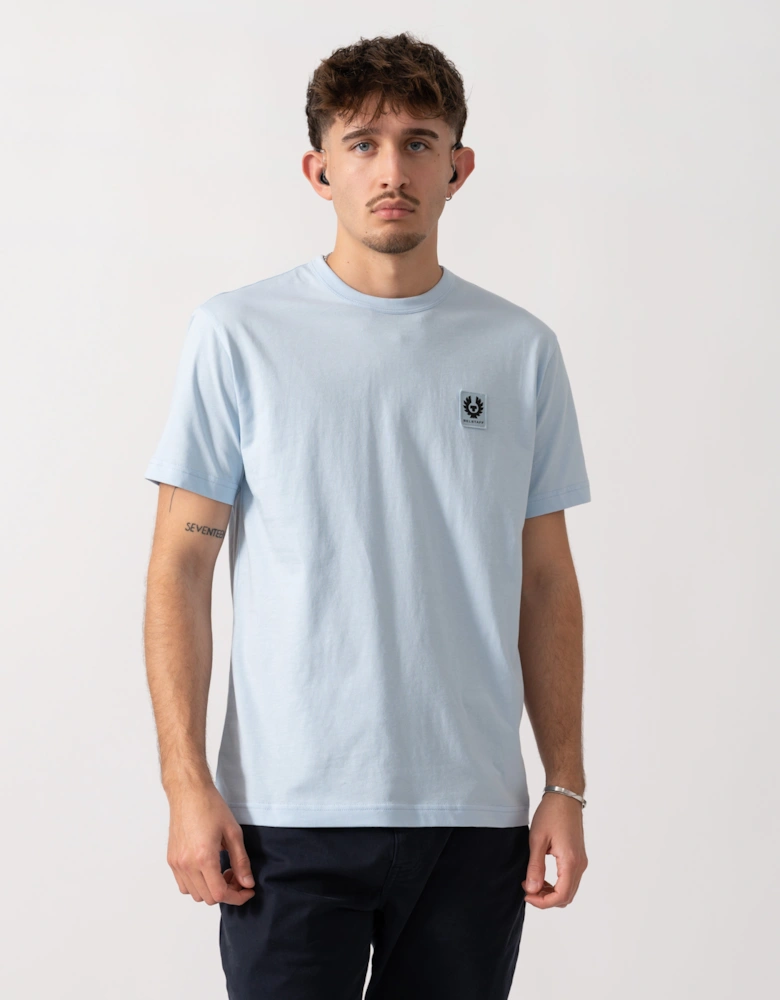 Short Sleeved Mens Logo Patch T-Shirt  - Sky Blue