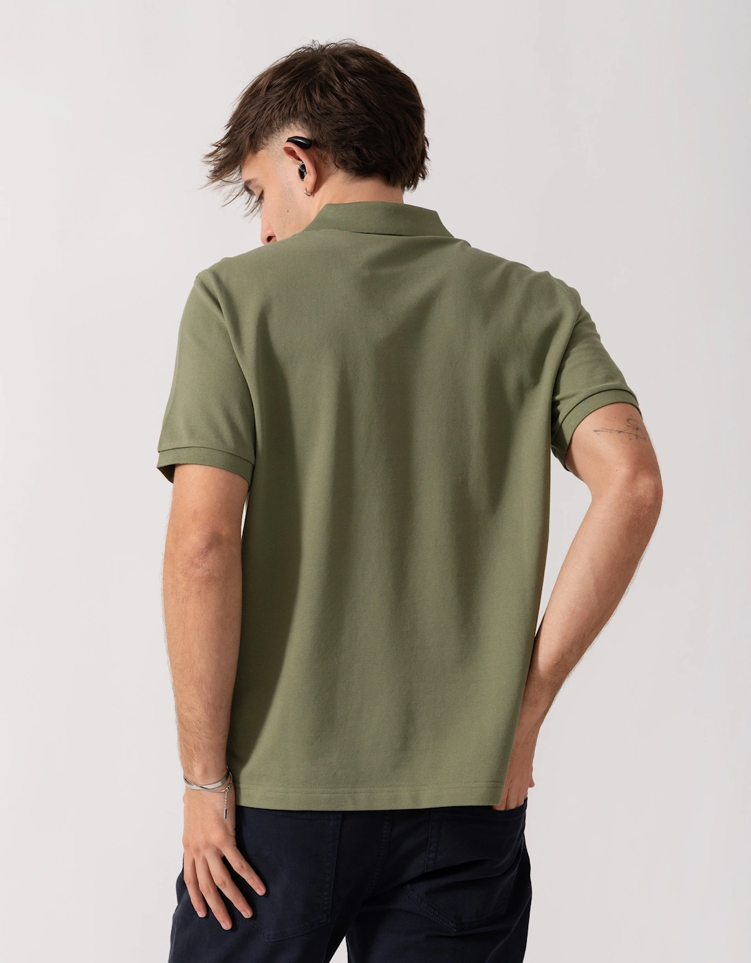 Mens Regular Fit Short Sleeve Shield Logo Pique Polo - 379 Dry Herb Green