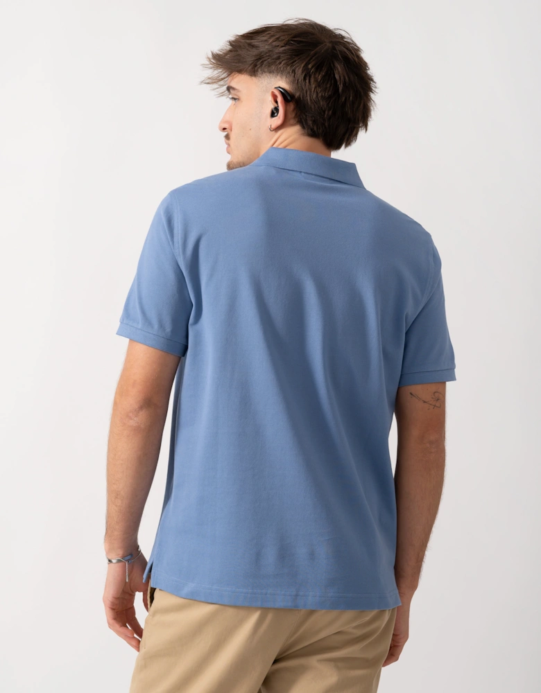 Mens Regular Fit Short Sleeve Shield Logo Pique Polo - 430 Faded Denim