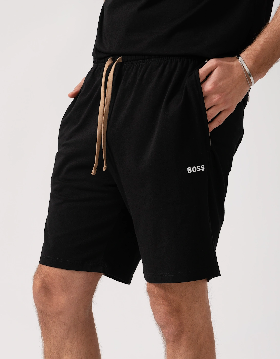 BOSS Orange Mix & Match Stretch-Cotton Loungewear Shorts with Embroidered Logo - Black 002