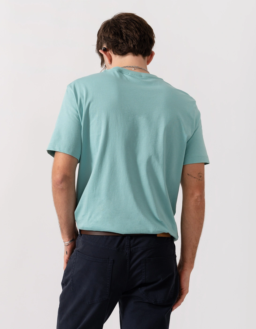 Mens Regular Fit Short Sleeve Shield Logo T-Shirt - 323 Muted Turquoise