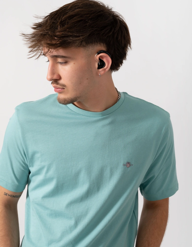 Mens Regular Fit Short Sleeve Shield Logo T-Shirt - 323 Muted Turquoise