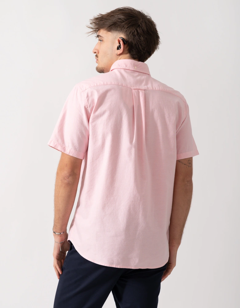 Mens Regular Fit Short Sleeve Oxford Shirt - 666 Washed Pink
