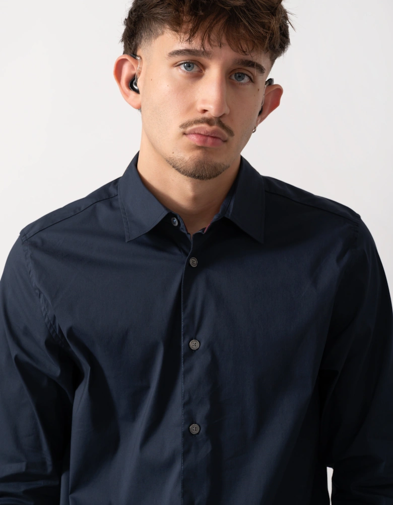 Baxters Mens Long Sleeve Slim Stretch Shirt - Navy