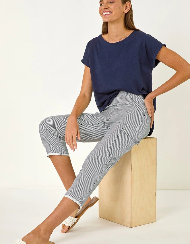 Stripe Cropped Cargo Trouser