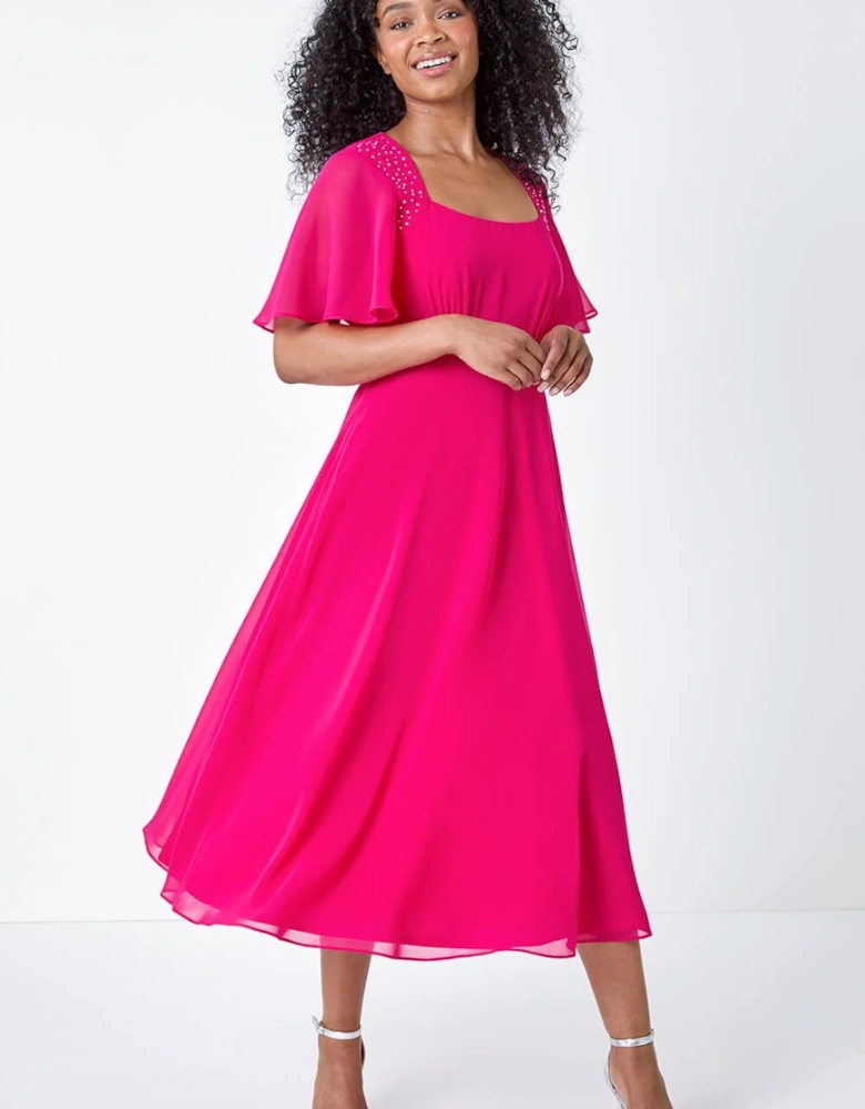 Petite Hotfix Detail Midi Dress