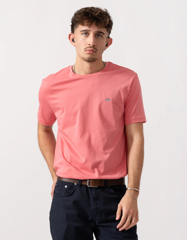 Mens Regular Fit Short Sleeve Shield Logo T-Shirt - 622 Rose Pink