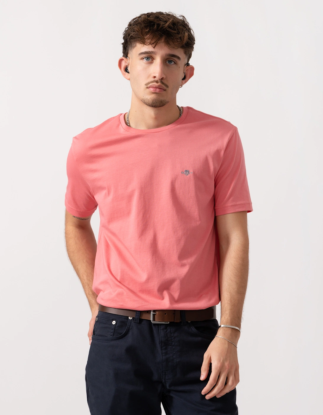 Mens Regular Fit Short Sleeve Shield Logo T-Shirt - 622 Rose Pink, 5 of 4