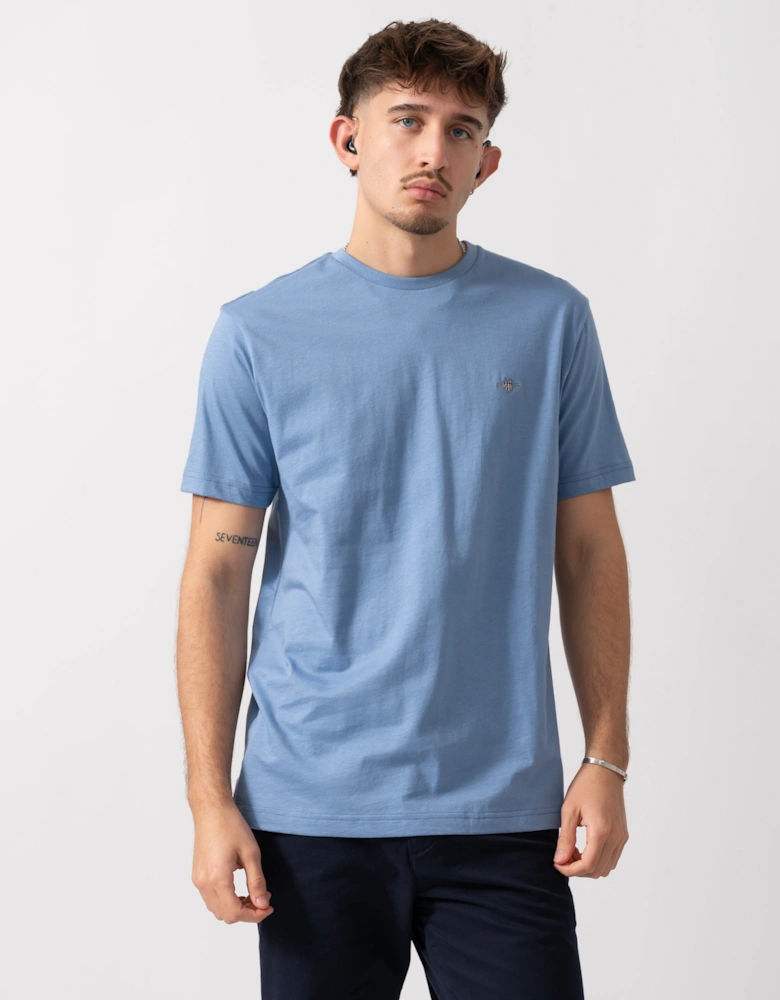 Mens Regular Fit Short Sleeve Shield Logo T-Shirt - 430 Faded Denim