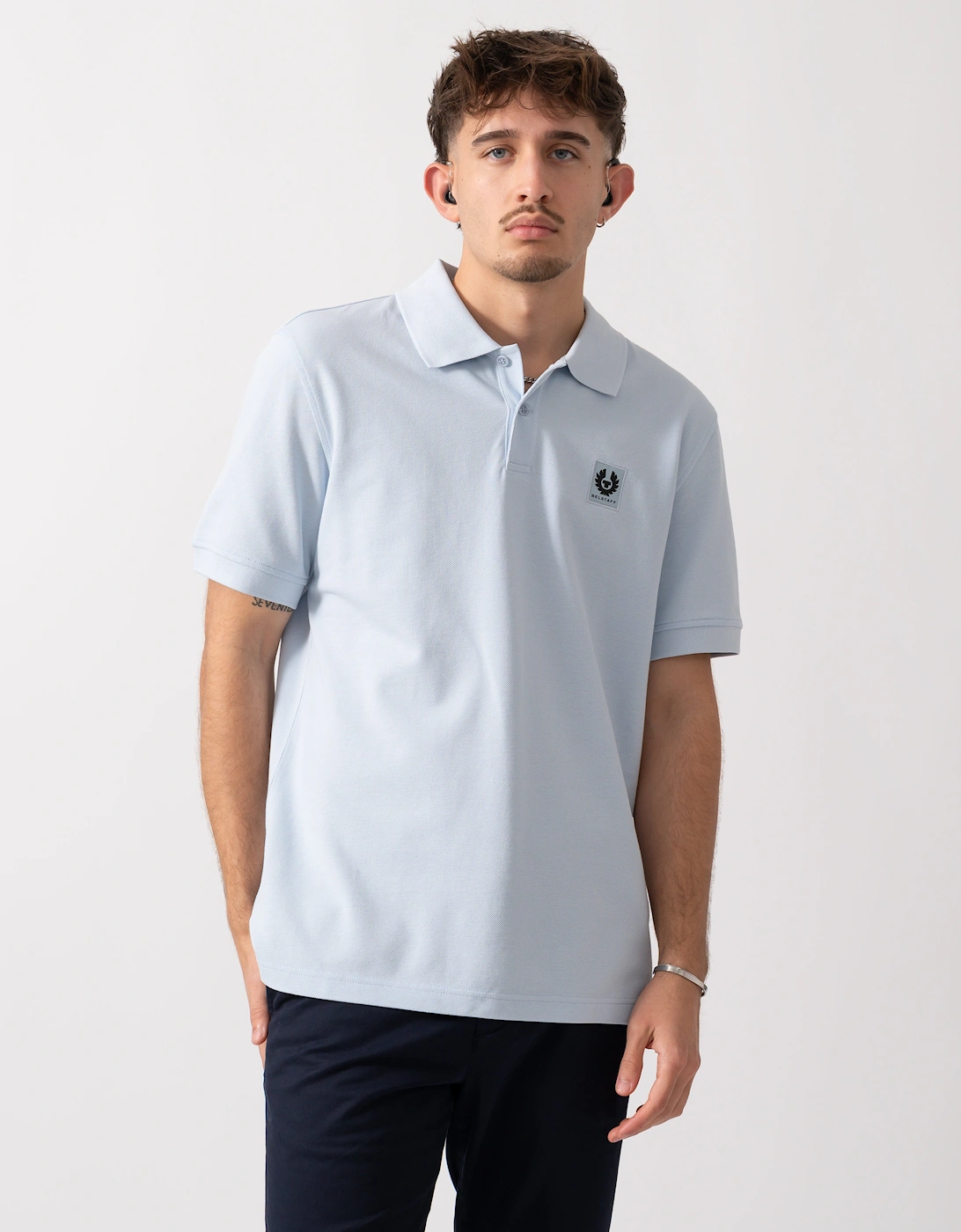 Belstaff Men's Blue Short Sleeved Polo - Sky  40 L