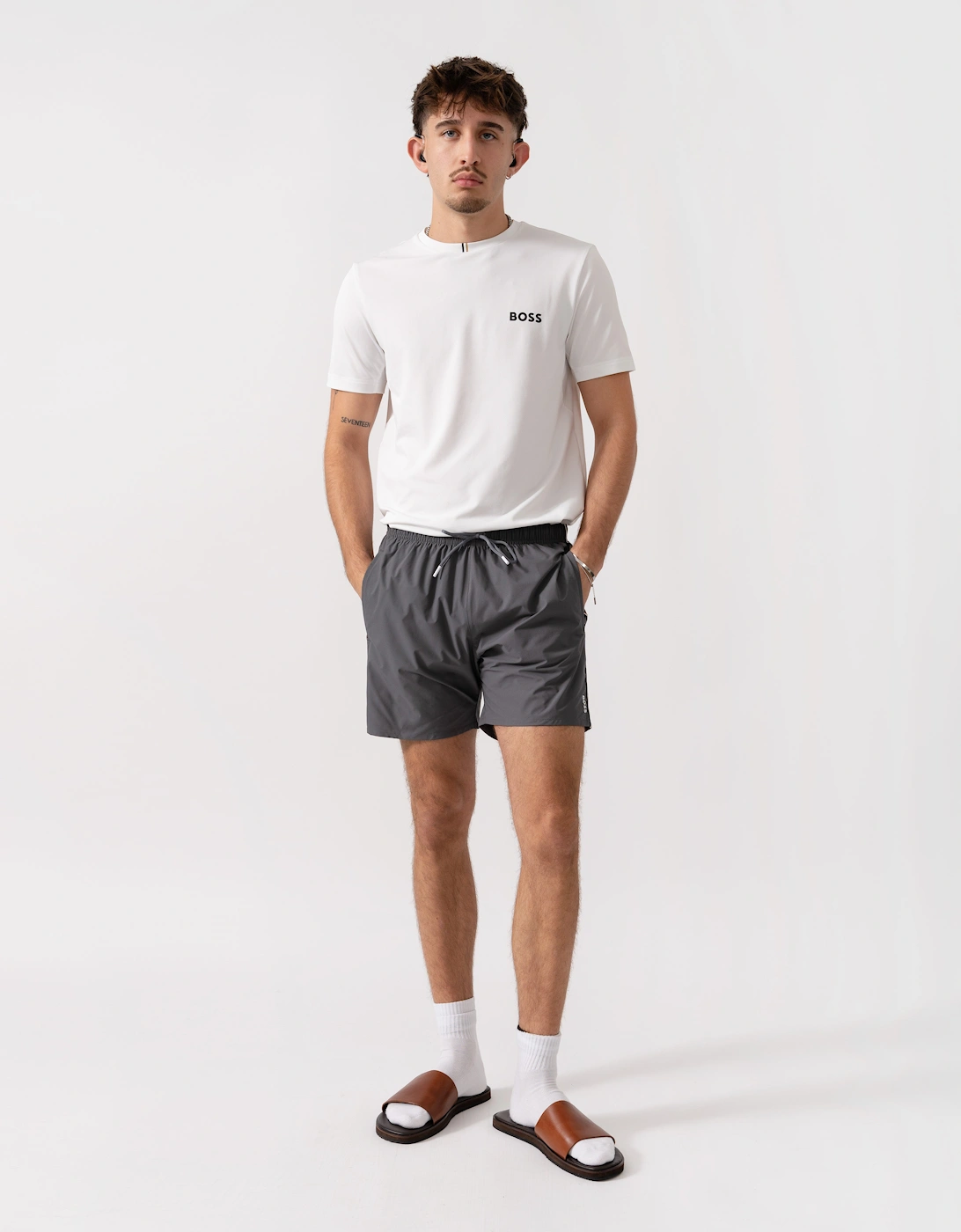 BOSS Orange Iconic Mens Swim Shorts - Dark Grey 025