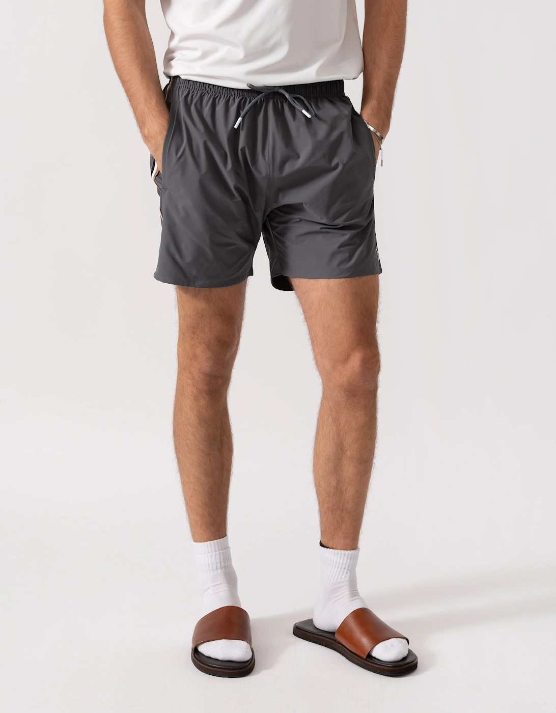 BOSS Orange Iconic Mens Swim Shorts - Dark Grey 025, 5 of 4