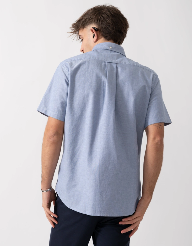 Mens Regular Fit Short Sleeve Oxford Shirt - 436 College Blue