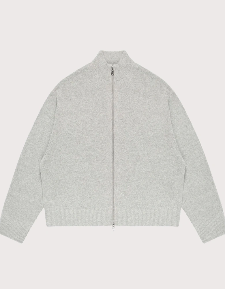 Oversized Fit Mohair Blend Knit Track Jacket