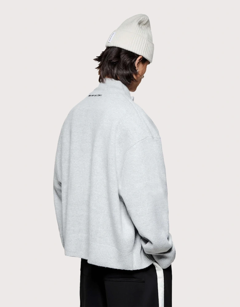 Oversized Fit Mohair Blend Knit Track Jacket